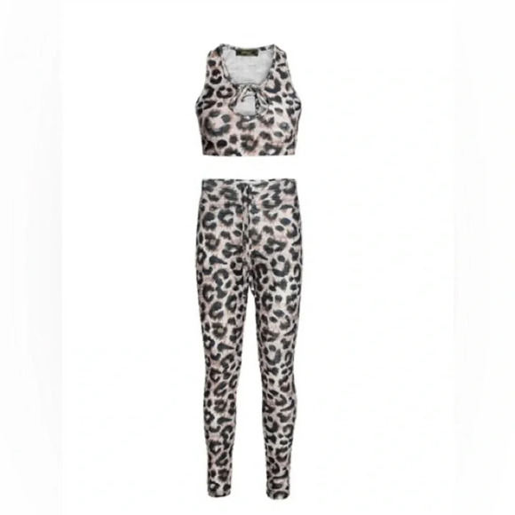 Special One Pants - LEOPARD WOMEN'S CUT-OUT PRINT HONEYCOMB TOP & LEGGINGS SET Size S New With Tags
